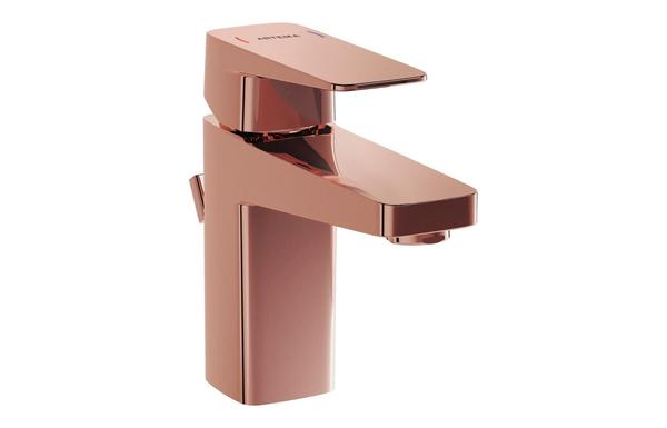VitrA Root Square Compact Basin Mixer w/Waste Lever - Soft Copper